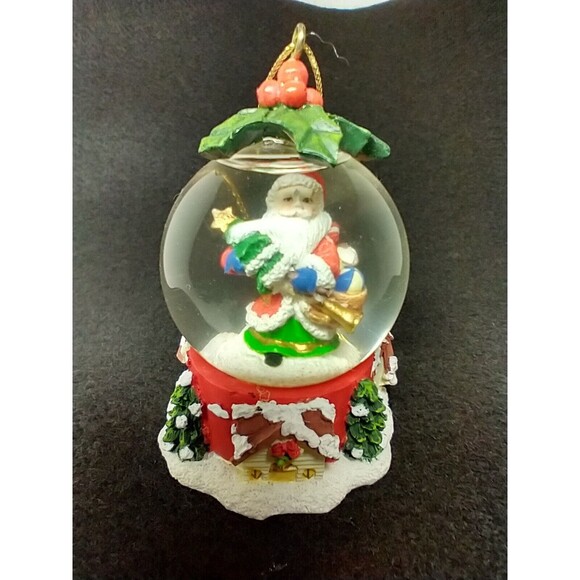 Water Snow Globe Santa & Toy Sack & Tree Ornament Glass * New In Box * - Picture 2 of 6